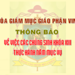 TGM Giáo phận Vinh: Thông báo về việc các chủng sinh khóa XIII thực hành Năm Mục Vụ