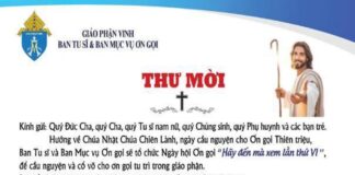 Ban Tu sỹ & Ban Mục vụ Ơn gọi GP. Vinh: Thư mời tham dự ngày hội ơn gọi “Hãy Đến Mà Xem Lần Thứ VI”