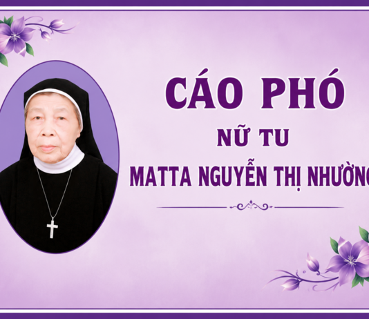Cáo phó: Nữ tu Matta Nguyễn Thị Nhường (Hội dòng Mến Thánh Giá Vinh)